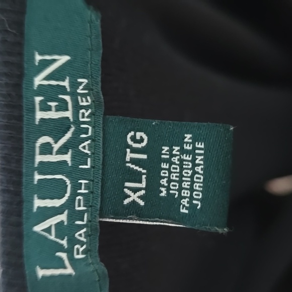 RALPH LAUREN Button Shoulder Crew Neck Long Sleeve Top Black Sz XL Preppy - Picture 10 of 12